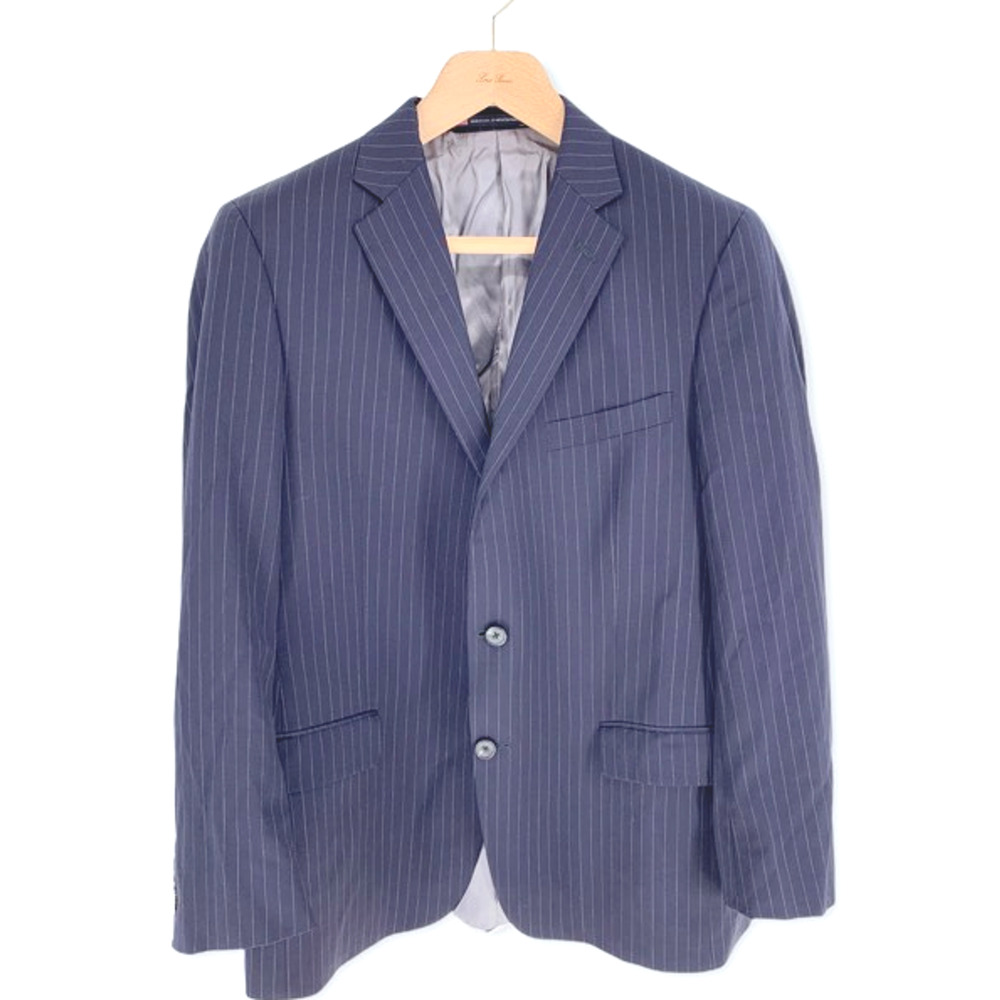 Hart Schaffner Marx Sport Jacket Blazer Navy Blue Pinstripe 44R